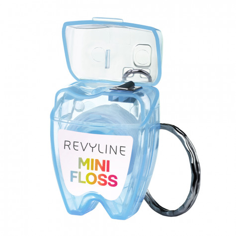 Зубная нить вощеная Revyline floss mini, полиэстер с бамбуковым углем, 15 м, голубая